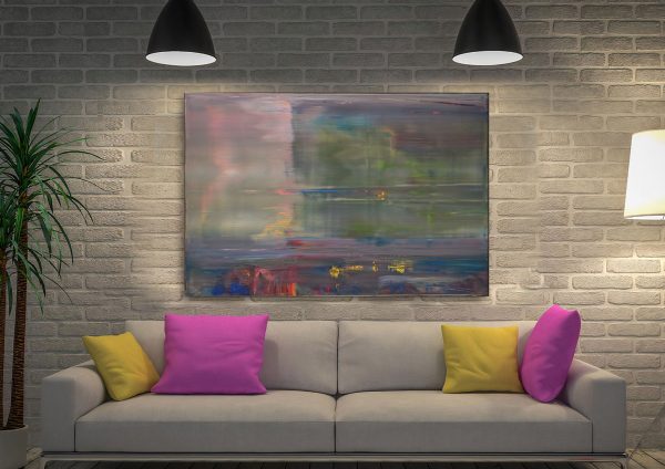 Abstract Picture canvas artwork, Gerhard Richter dynamic abstraction in bold contemporary colour