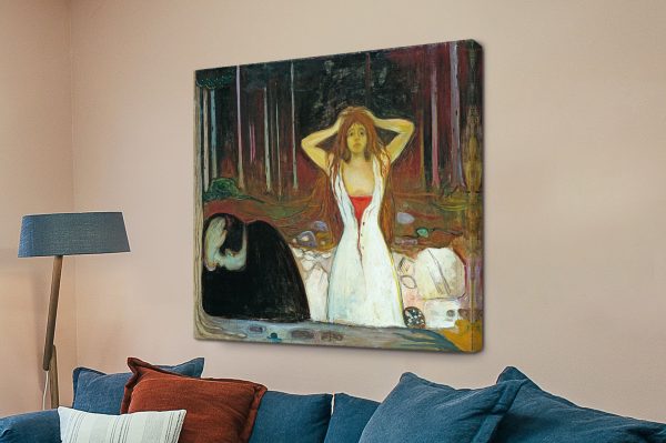 Ashes canvas print, Edvard Munch charged figures in a dim wooded twilight setting Ashes canvas print, Edvard Munch charged figures in a dim wooded twilight setting