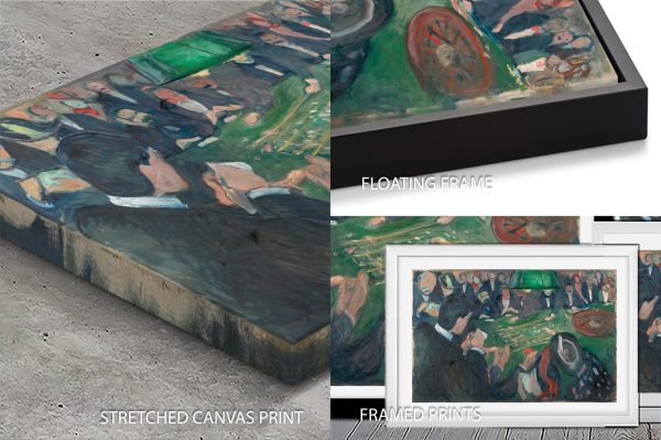 At the Roulette Table fine art print, Edvard Munch gambling scene in rich shadowed tones At the Roulette Table fine art print, Edvard Munch gambling scene in rich shadowed tones