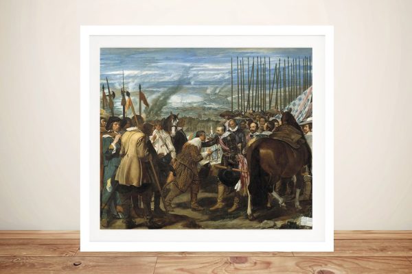 The Surrender of Breda framed art, Velázquez dignified history scene in warm classical light The Surrender of Breda framed art, Velázquez dignified history scene in warm classical light