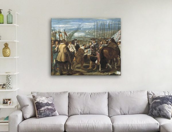 The Surrender of Breda canvas artwork, Velázquez stately historical tableau in rich muted colour The Surrender of Breda canvas artwork, Velázquez stately historical tableau in rich muted colour