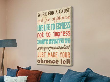 Work for a Cause canvas, uplifting motivational quote in a modern minimalist layout Work for a Cause canvas, uplifting motivational quote in a modern minimalist layout