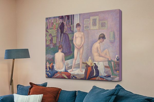 Models by Seurat framed art, a pointillist piece for a lounge