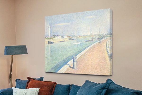 Channel of Gravelines by Seurat framed art, a coastal piece for a lounge Channel of Gravelines by Seurat framed art, a coastal piece for a lounge