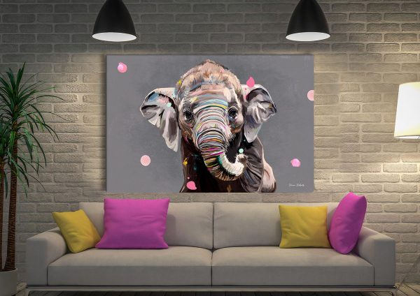 Abstract elephant canvas, stylised elephant in bold colour and form Abstract elephant canvas, stylised elephant in bold colour and form