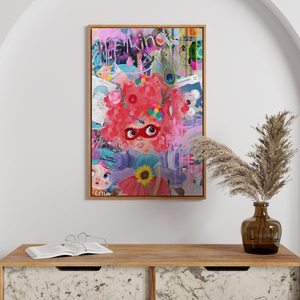 Be Kind Warrior Girl by Karin Roberts, framed print, a brave girl with a 'be kind' message. Be Kind Warrior Girl by Karin Roberts, framed print, a brave girl with a 'be kind' message.