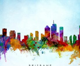 Brisbane Australia Skyline framed print — striking piece in clean contemporary tones