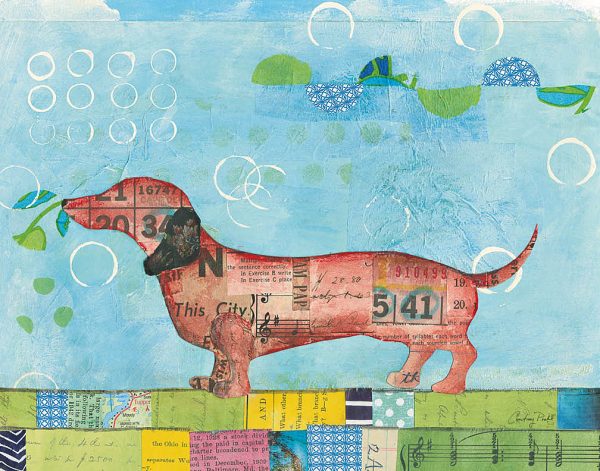 Cute dog wall art for kids, beautiful nursery and children's art print, a lovely new-baby gift.