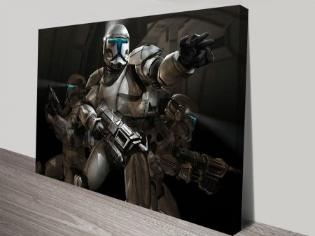 Action Trooper canvas, armoured trooper caught mid-charge in the fray