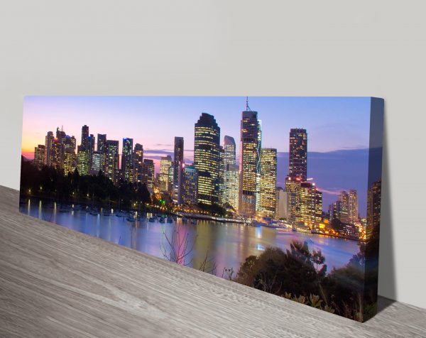 Brisbane Skyline Panoramic canvas wall art, coastal landscape artwork Brisbane Skyline Panoramic canvas wall art, coastal landscape artwork