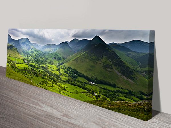 English Lake District panorama canvas, a calming landscape gift for a living room English Lake District panorama canvas, a calming landscape gift for a living room