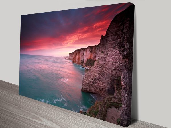 Etretat France coastal print, dramatic sea cliffs artwork Etretat France coastal print, dramatic sea cliffs artwork