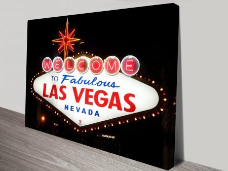 Las Vegas canvas artwork, a vibrant city gift for a den