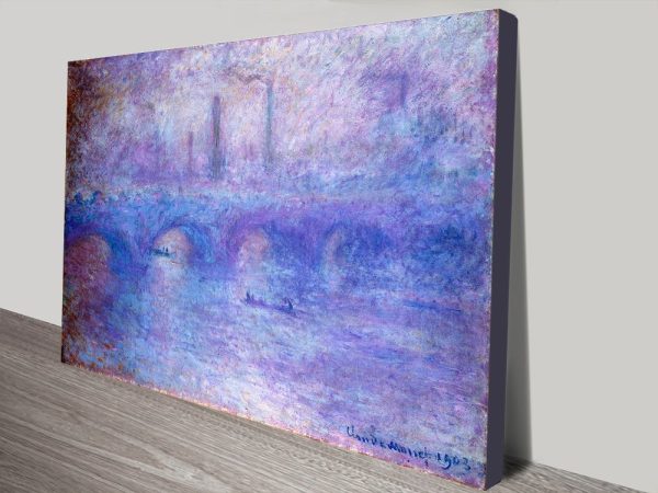 Waterloo Bridge by Claude Monet canvas, a serene Impressionist gift for a study Waterloo Bridge by Claude Monet canvas, a serene Impressionist gift for a study