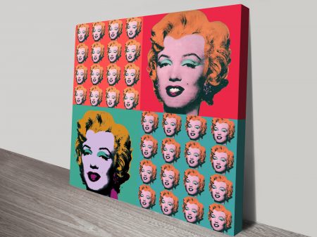 Warhol Marilyn canvas print, a bright pop-art gift for a lounge Warhol Marilyn canvas print, a bright pop-art gift for a lounge