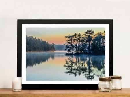 Mountain Lake framed print, a serene landscape gift for a lounge