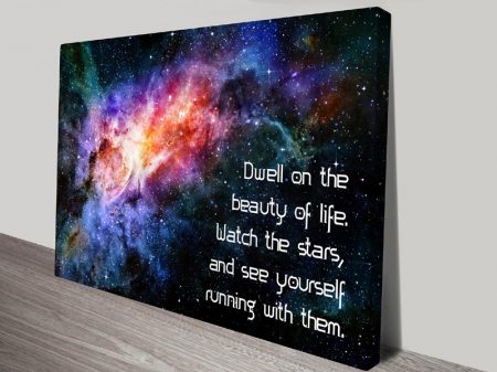 Dwell In Beauty quote canvas, a calming keepsake gift for a bedroom