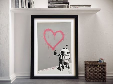 R2-D2 Heart street-art framed print, a fun gift for a games room R2-D2 Heart street-art framed print, a fun gift for a games room