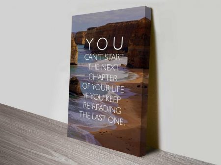 You Can't Start canvas, an encouraging quote in warm modern typography