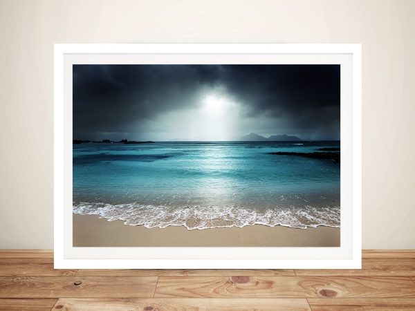 Moody Shore seascape framed print, an atmospheric coastal gift for a lounge Moody Shore seascape framed print, an atmospheric coastal gift for a lounge