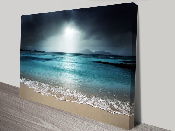 Moody skies surf print, dramatic stormy ocean coastal art Moody skies surf print, dramatic stormy ocean coastal art